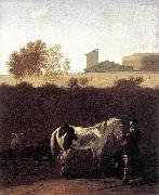 Karel Dujardin Italian Landscape with Herdsman and a Piebald Horse Sweden oil painting artist